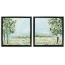 Stupell Industries Bright Spring Field Landscape Landscape & Nature Painting Black Floater Framed Canvas Art Print Wall Art, 18 x 18, Set of 2