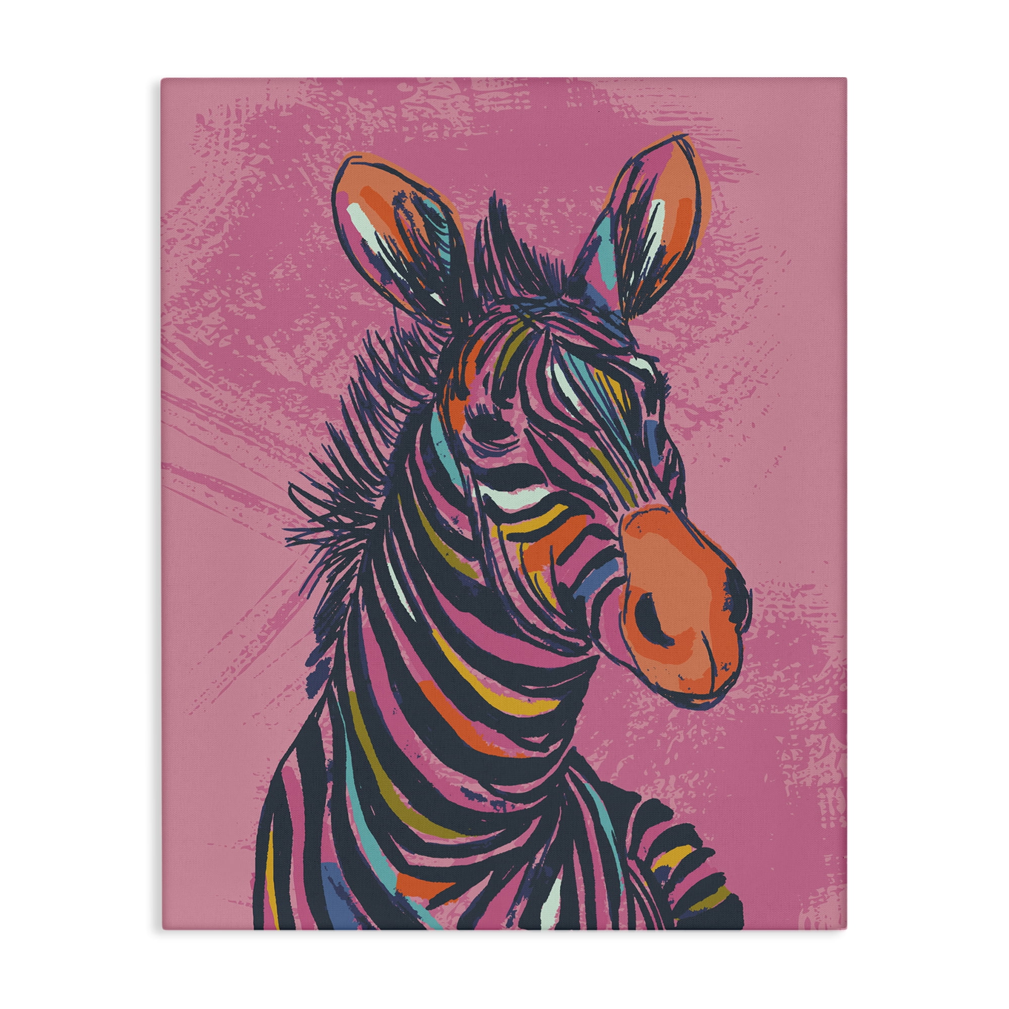 Stupell Industries Bright Stripes Zebra Animals Painting Wrapped Canvas Art Print Wall Art, 30 x 40