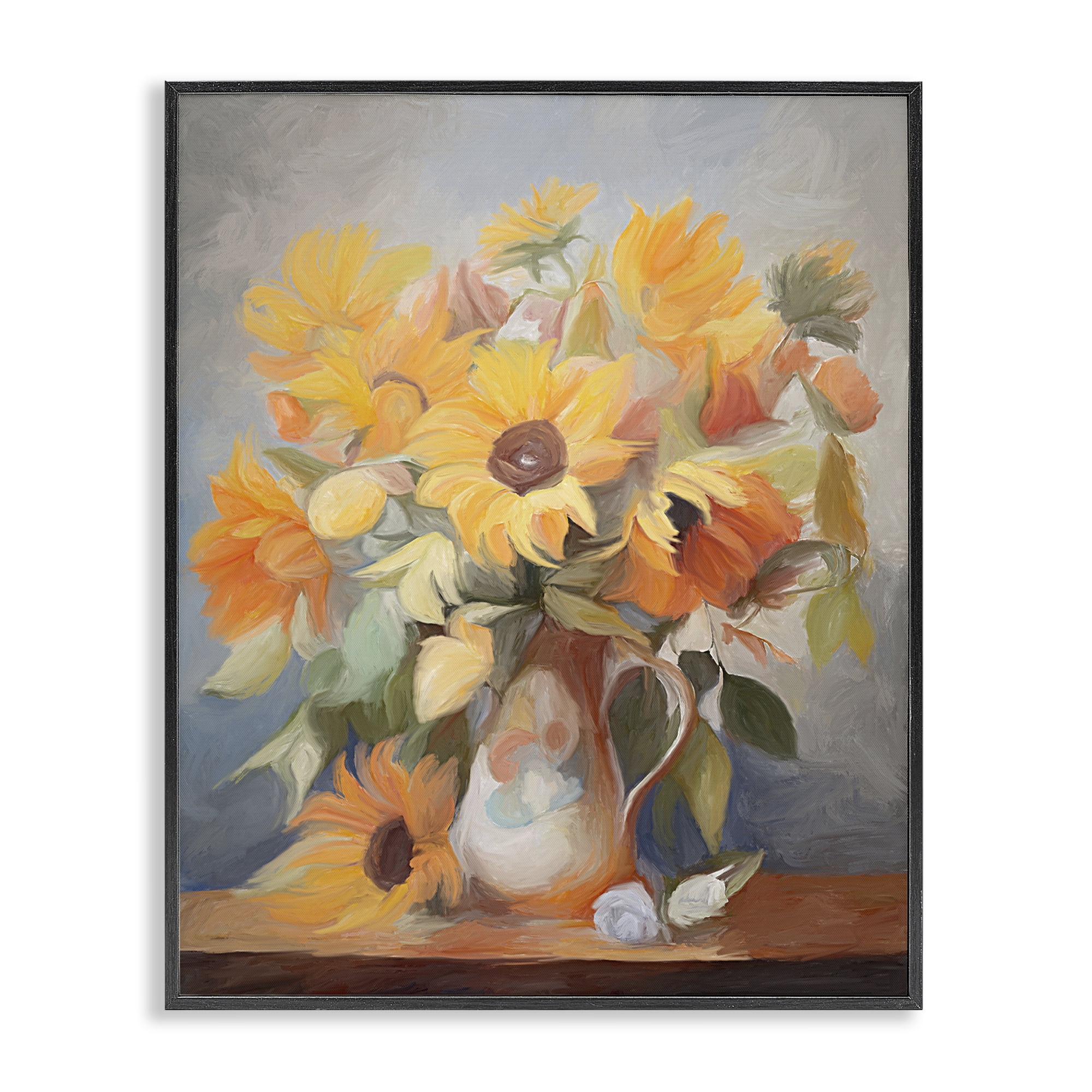 Stupell Industries Bright Sunflower Medley Botanical & Floral Painting Black Framed Art Print Wall Art, 16 x 20