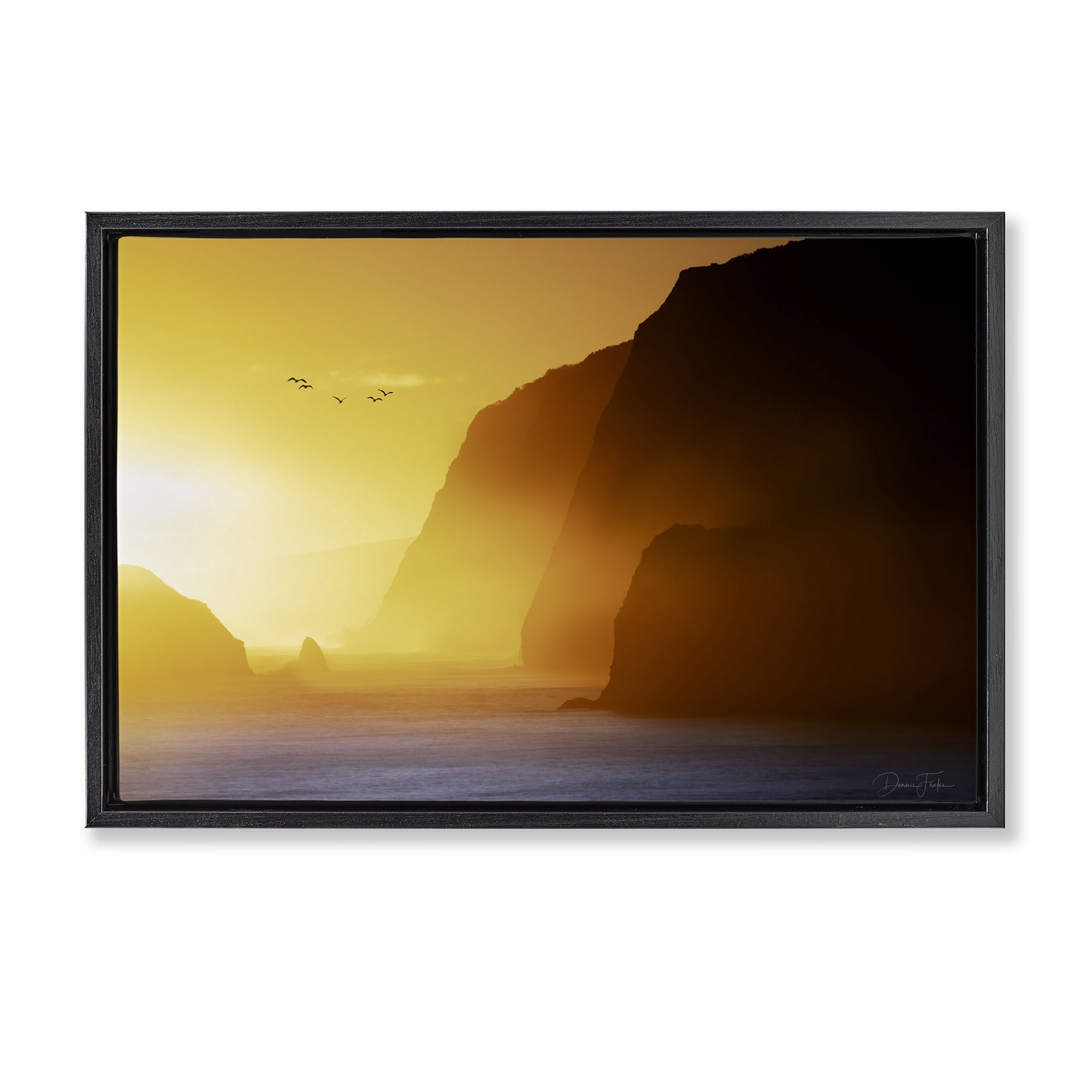 Stupell Industries Bright Sunlit Cliffs Landscape Photography Black Floater Framed Canvas Art Print Wall Art, 31 x 21