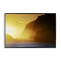 Stupell Industries Bright Sunlit Cliffs Landscape Photography Black Framed Art Print Wall Art, 18 x 12