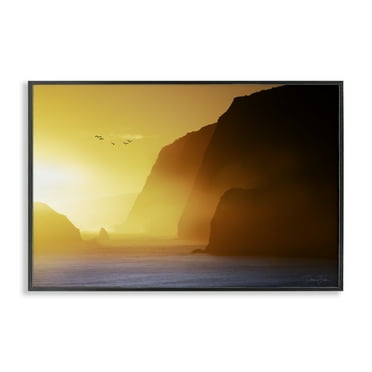 Stupell Industries Bright Sunlit Cliffs Landscape Photography Black Framed Art Print Wall Art, 18 x 12