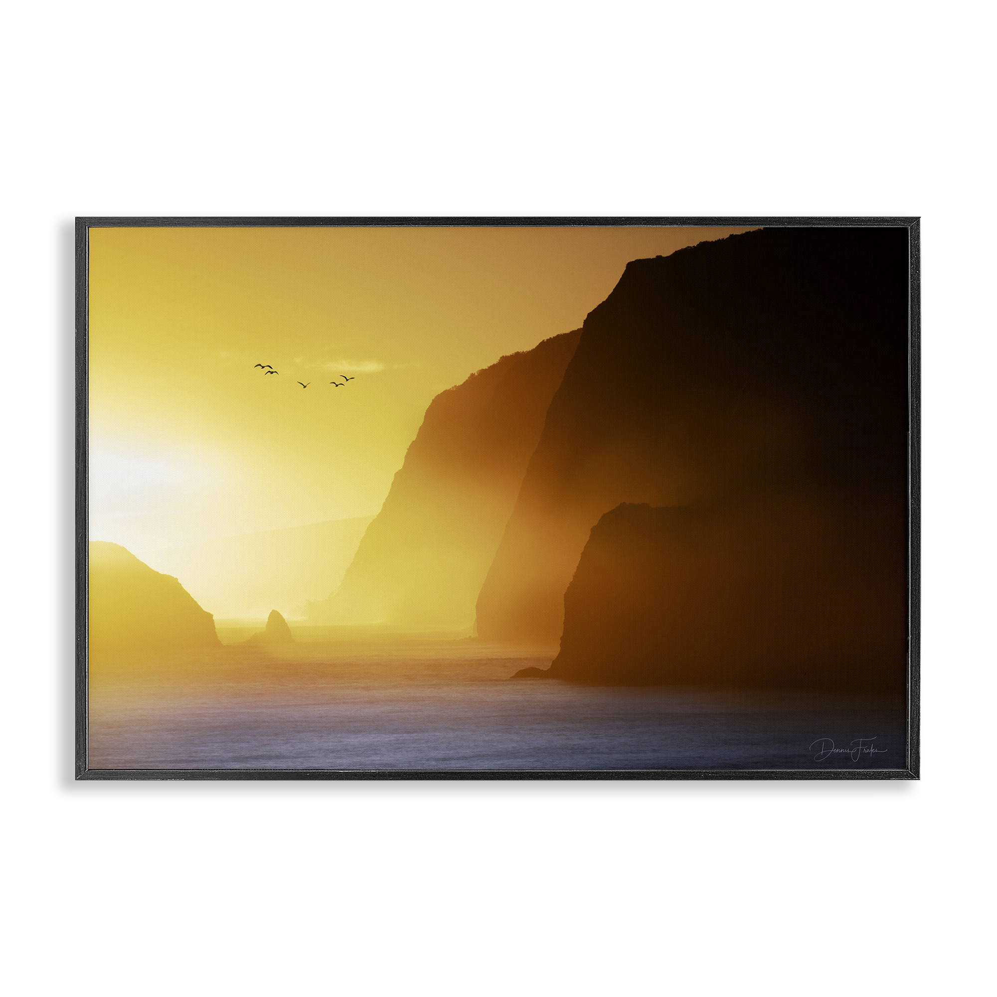 Stupell Industries Bright Sunlit Cliffs Landscape Photography Black Framed Art Print Wall Art, 30 x 20