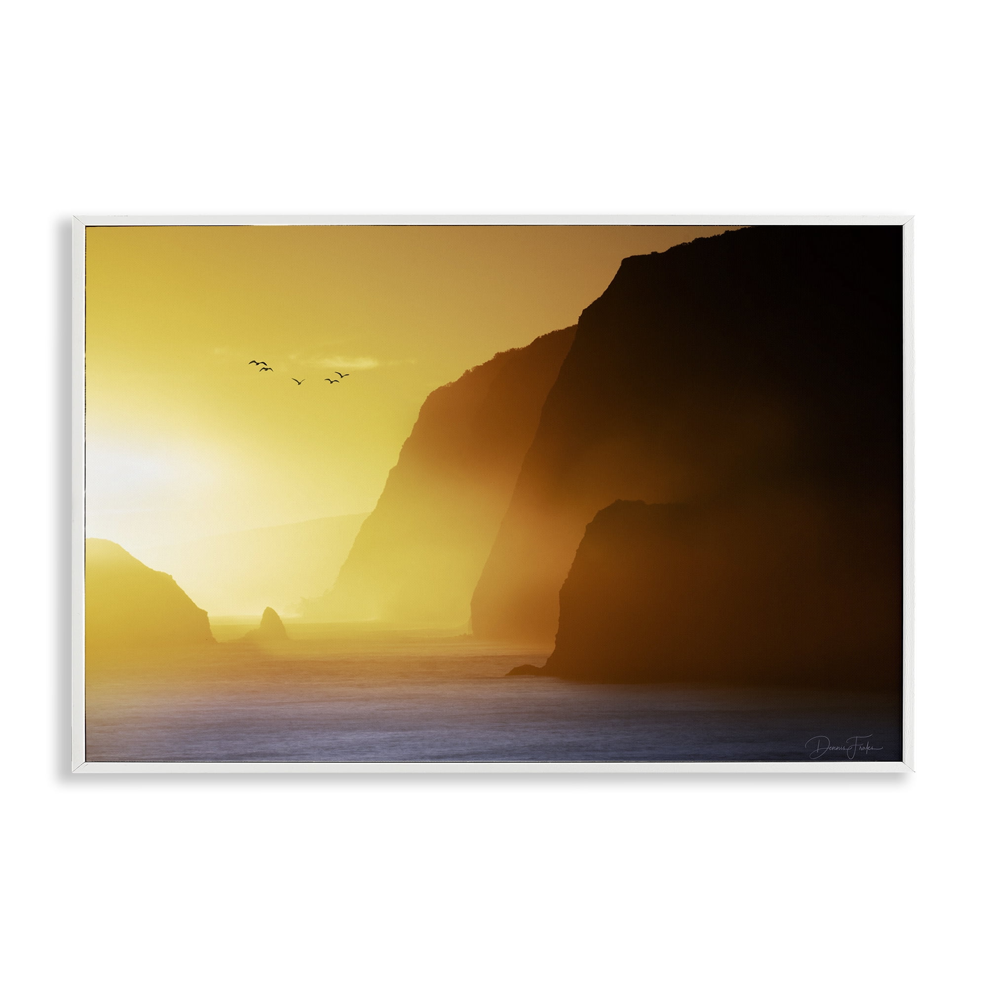 Stupell Industries Bright Sunlit Cliffs Landscape Photography White Framed Art Print Wall Art, 24 x 16