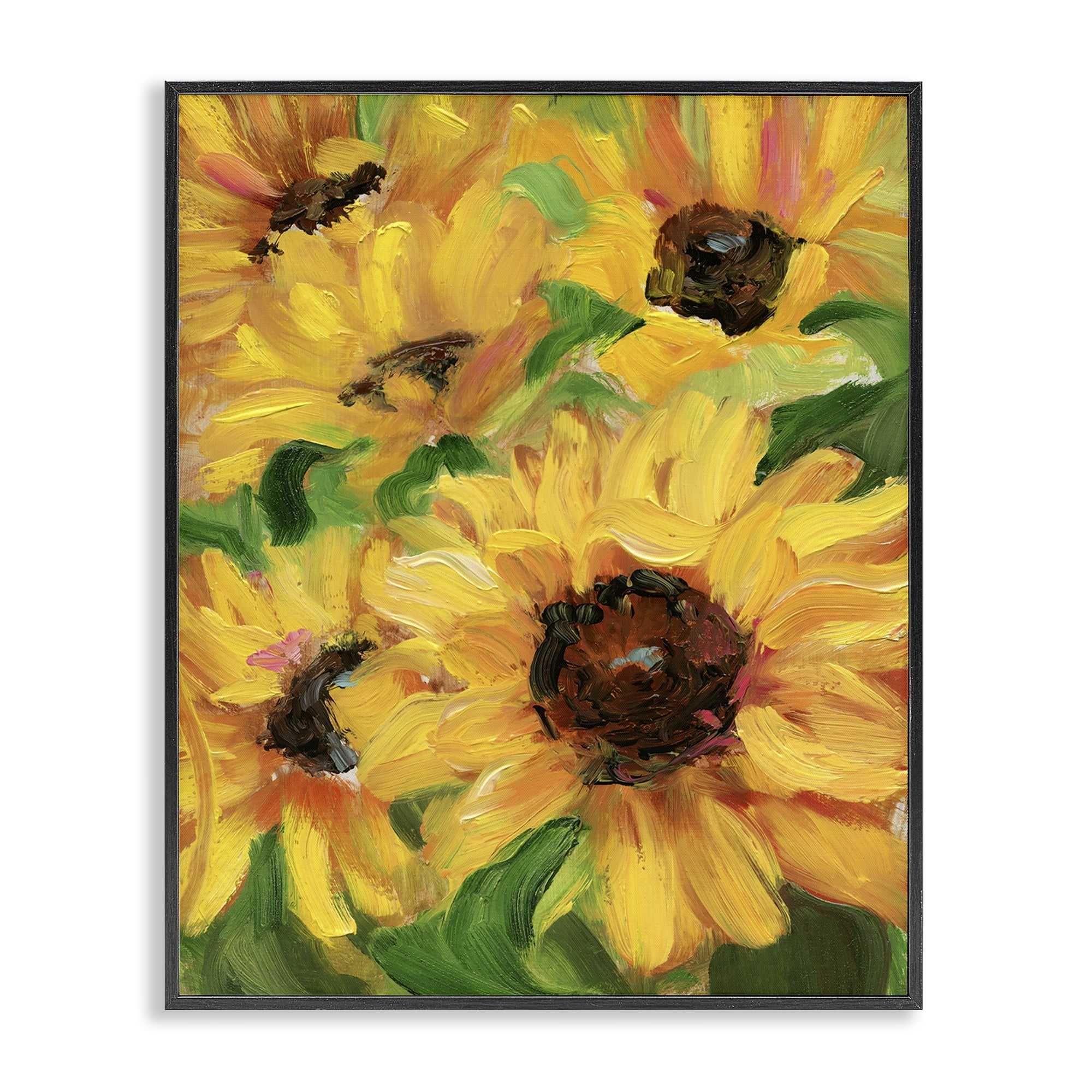 Stupell Industries Bright Sunny Sunflowers Botanical & Floral Painting Black Framed Art Print Wall Art, 24 x 30