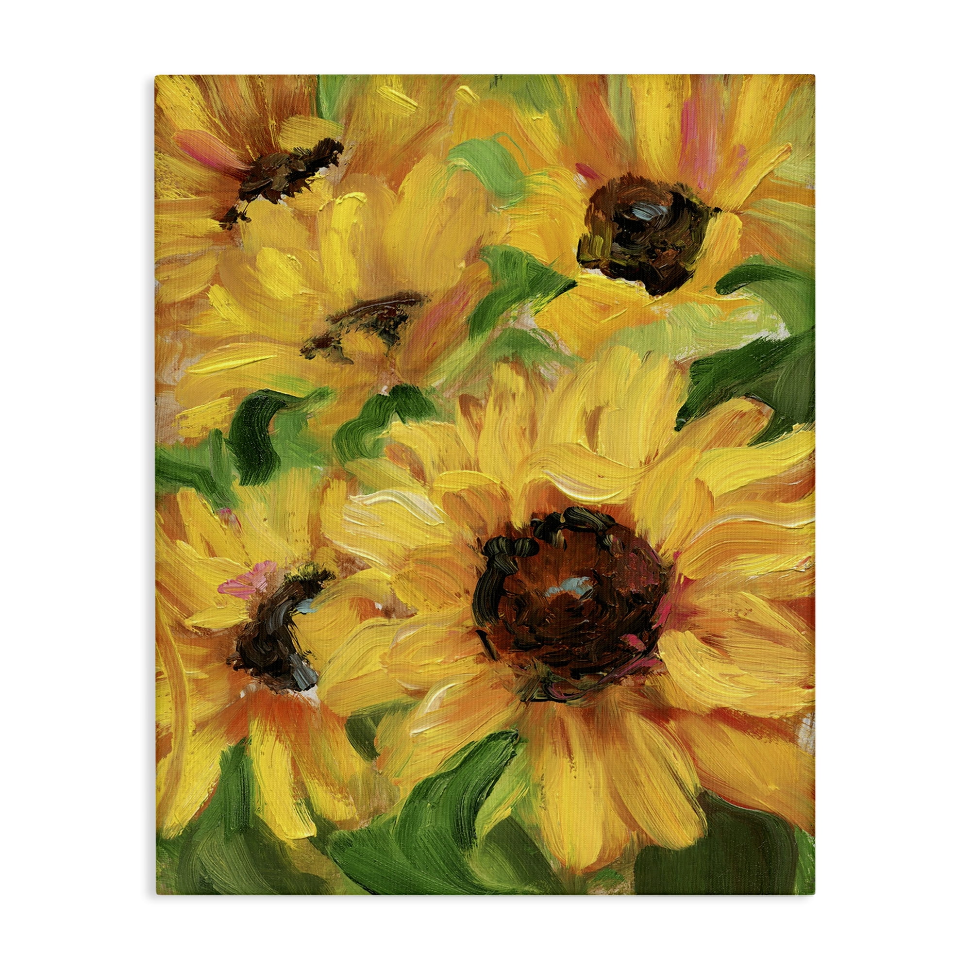 Stupell Industries Bright Sunny Sunflowers Botanical & Floral Painting Gallery Wrapped Canvas Art Print Wall Art, 16 x 20