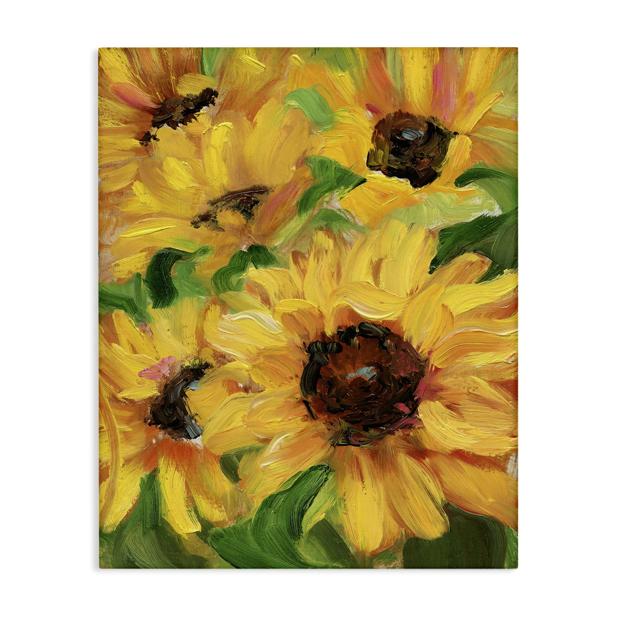 Stupell Industries Bright Sunny Sunflowers Botanical & Floral Painting Gallery Wrapped Canvas Art Print Wall Art, 24 x 30