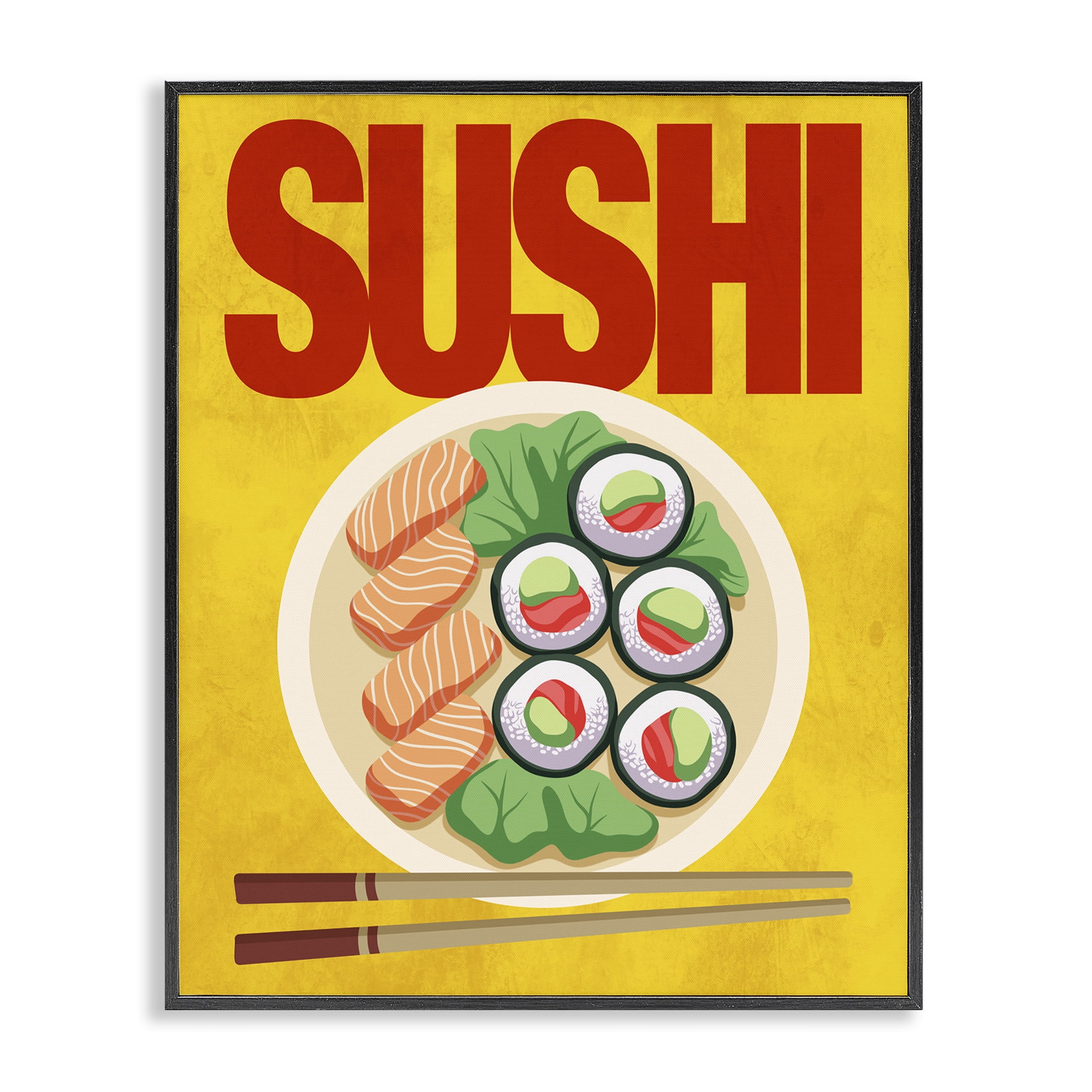 Stupell Industries Bright Sushi & Chopsticks Black Framed Giclee Art, design by Marcus Prime