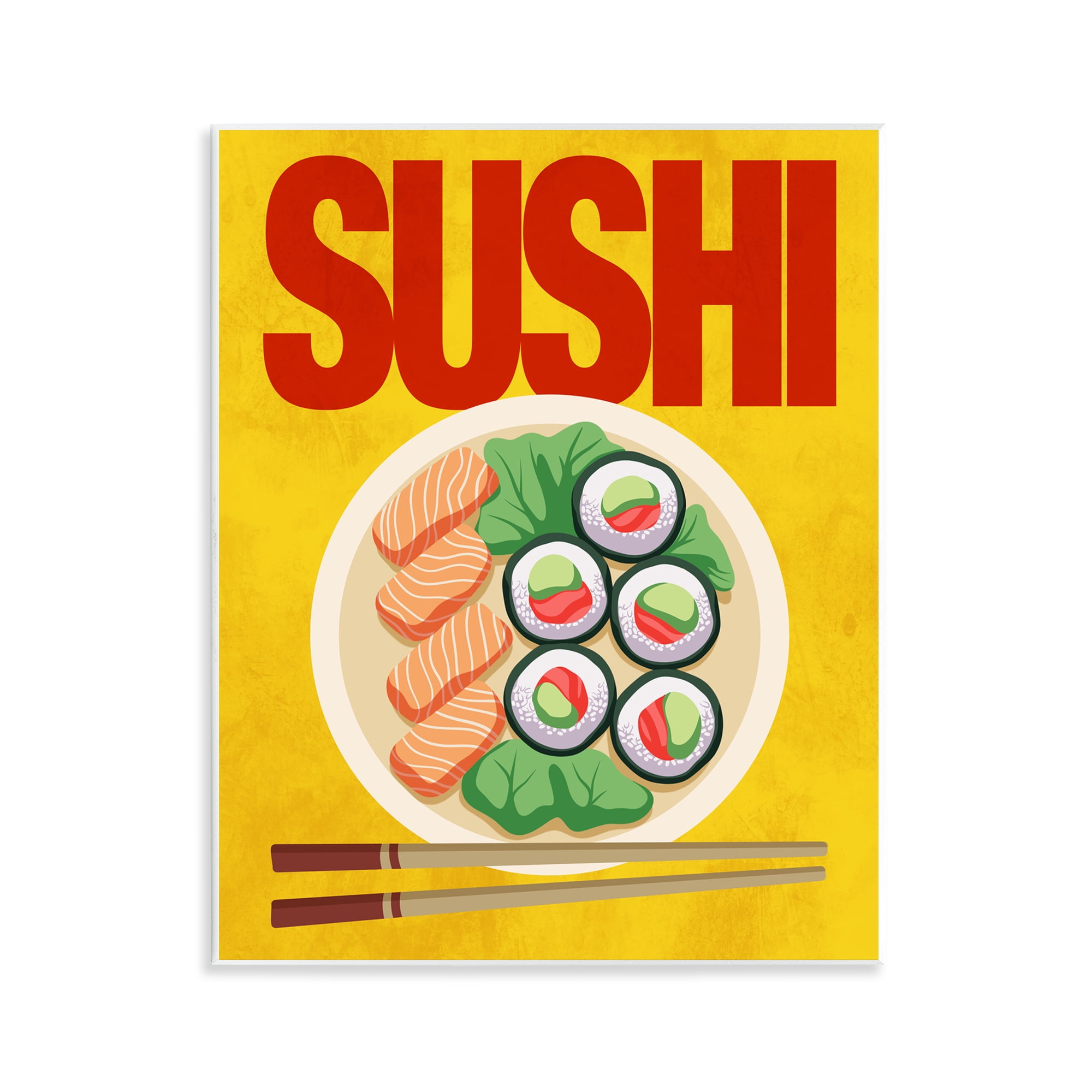 Stupell Industries Bright Sushi & Chopsticks Wall Plaque Art, design by Marcus Prime
