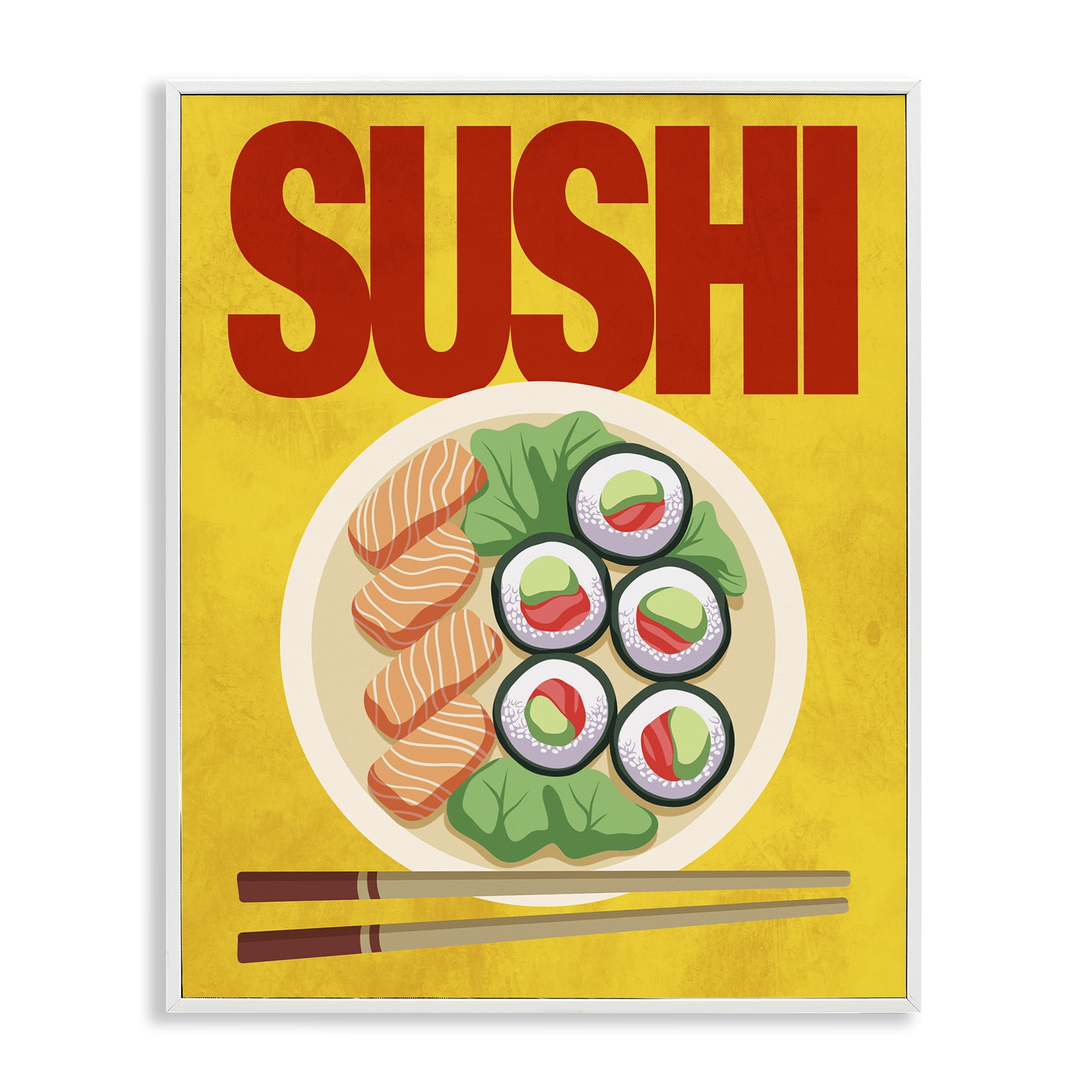 Stupell Industries Bright Sushi & Chopsticks White Framed Giclee Art, design by Marcus Prime