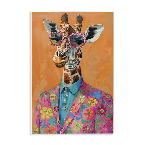 Stupell Industries Bright & Trendy Giraffe in Suit Animals Painting Unframed Art Print Wall Art, 10 x 15