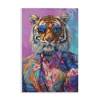 Stupell Industries Bright Tropical Fashion Tiger Animals Painting Unframed Art Print Wall Art, 10 x 15
