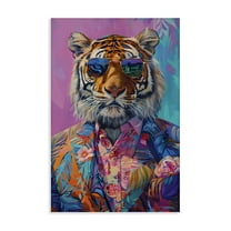 Stupell Industries Bright Tropical Fashion Tiger Animals Painting Wrapped Canvas Canvas Art Print Wall Art, 16 x 24