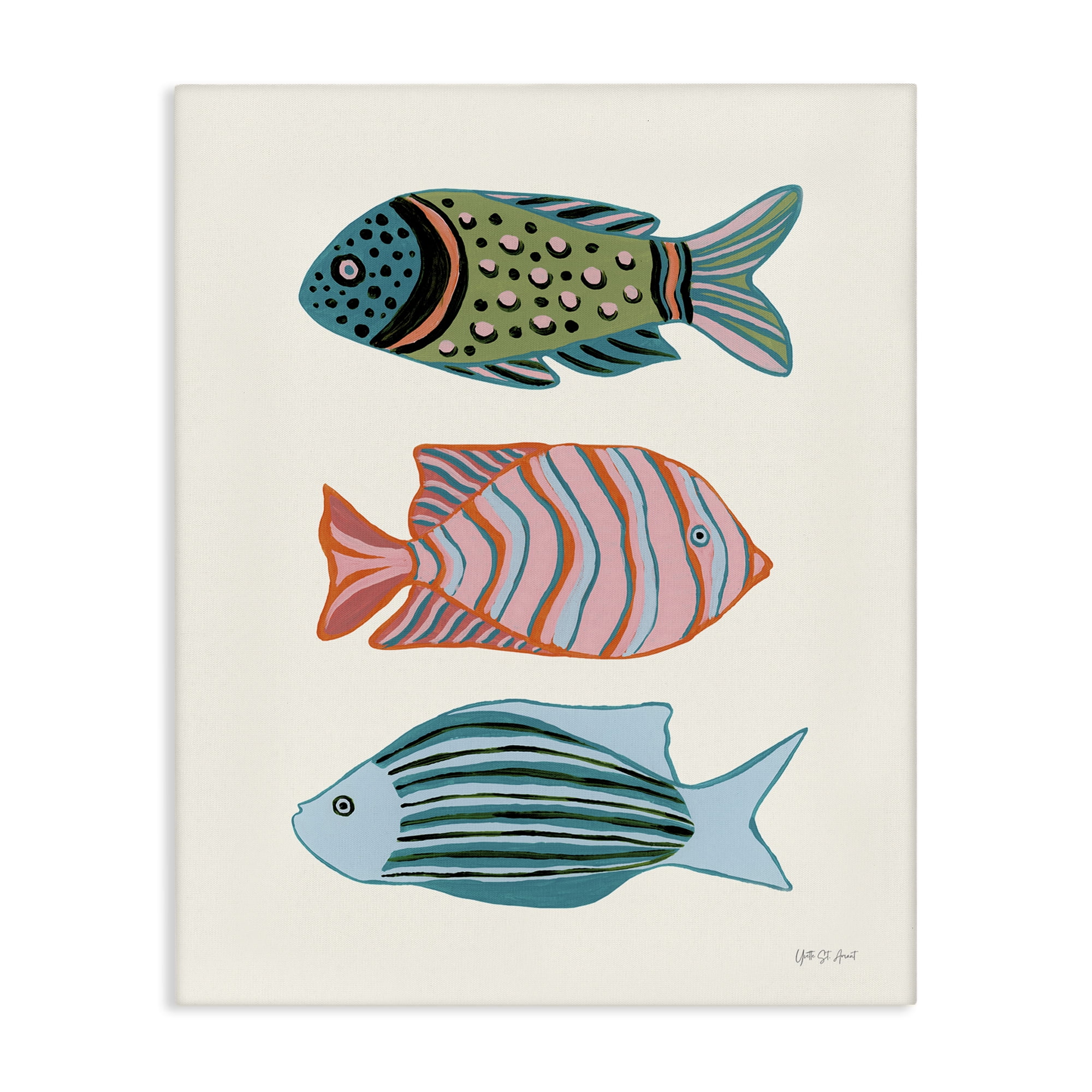 Stupell Industries Bright Tropical Fish Nautical & Beach Painting Wrapped Canvas Art Print Wall Art, 16 x 20