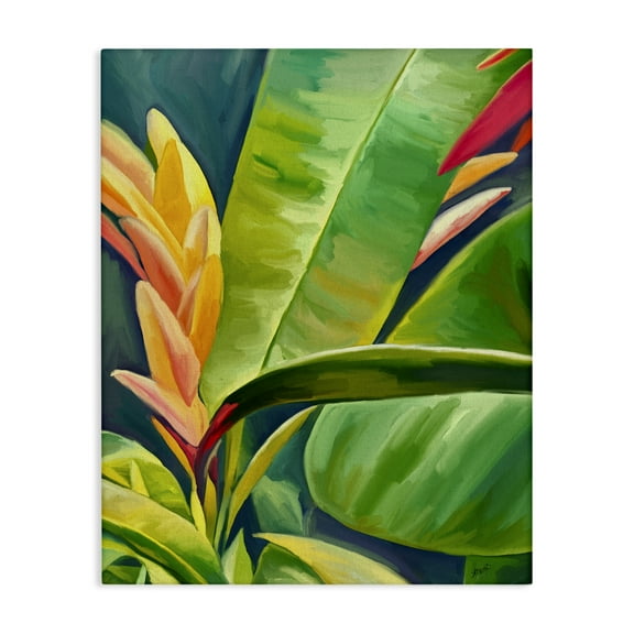Stupell Industries Bright Tropics Greenery Botanical & Floral Painting Gallery Wrapped Canvas Art Print Wall Art, 16 x 20