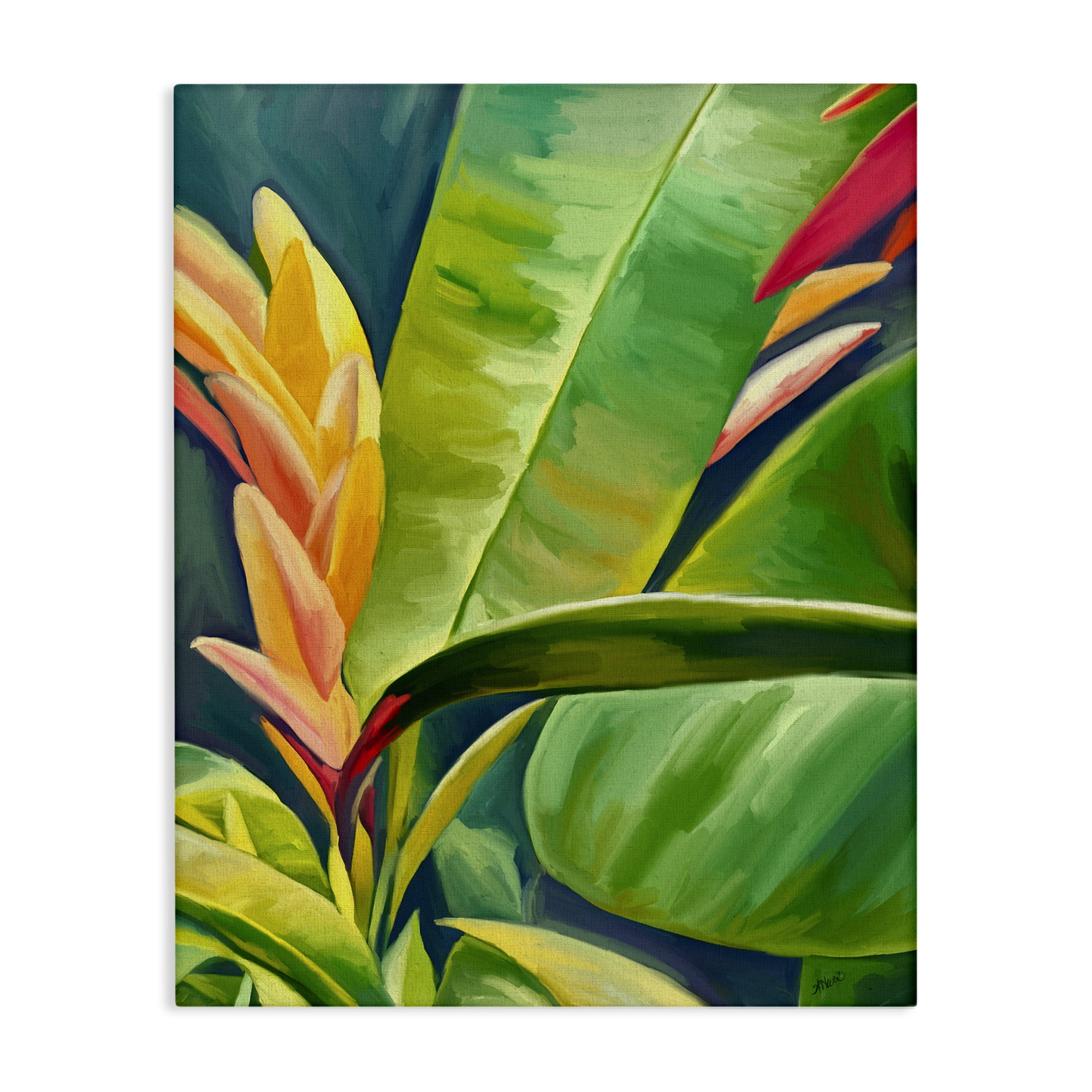 Stupell Industries Bright Tropics Greenery Botanical & Floral Painting Gallery Wrapped Canvas Art Print Wall Art, 36 x 48