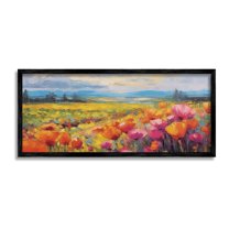 Stupell Industries Bright Tulips Landscape Landscape Painting Black Framed Art Print Wall Art, 24 x 10