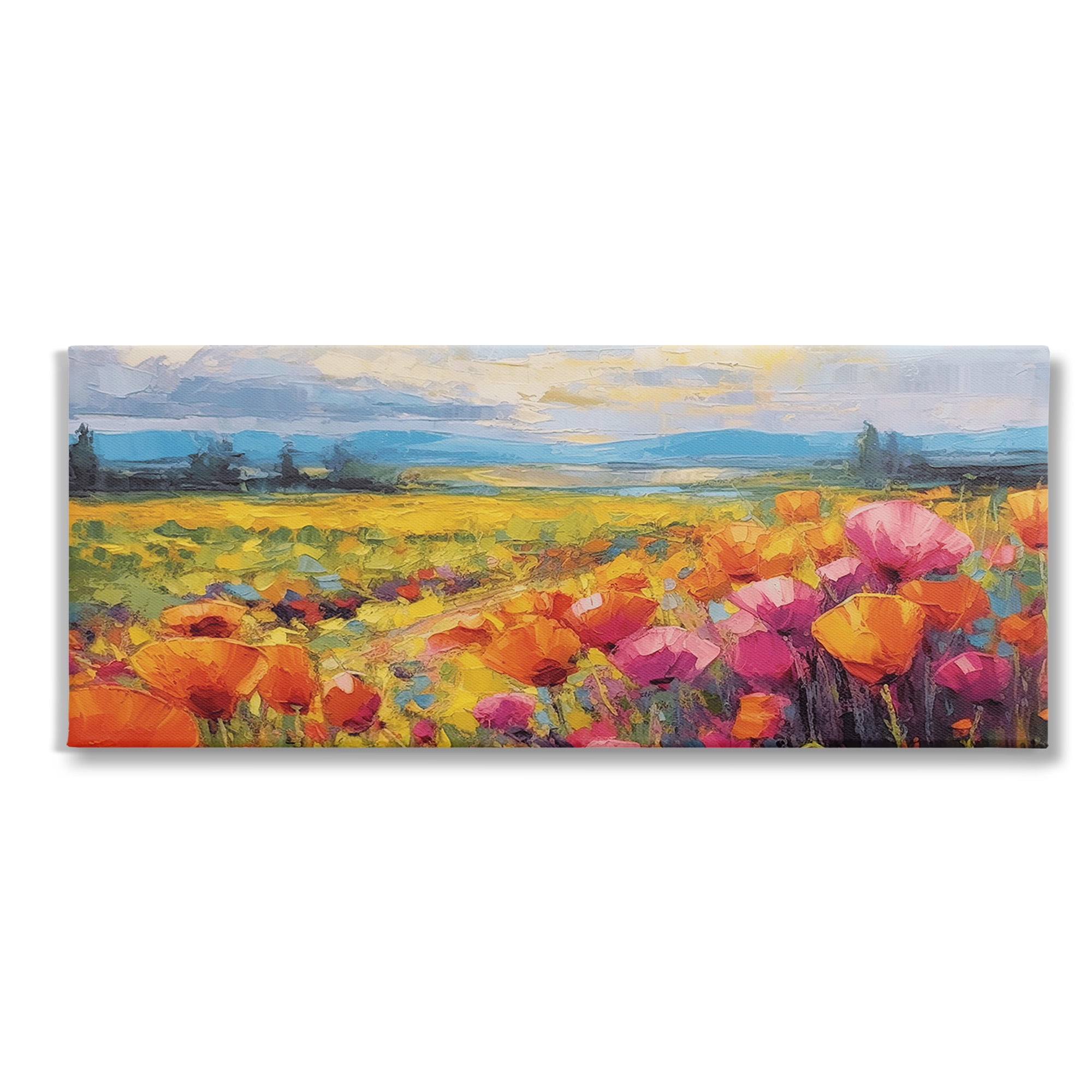 Bright Floral Landscape Abstract Canvas Wall Art, 30 x 13