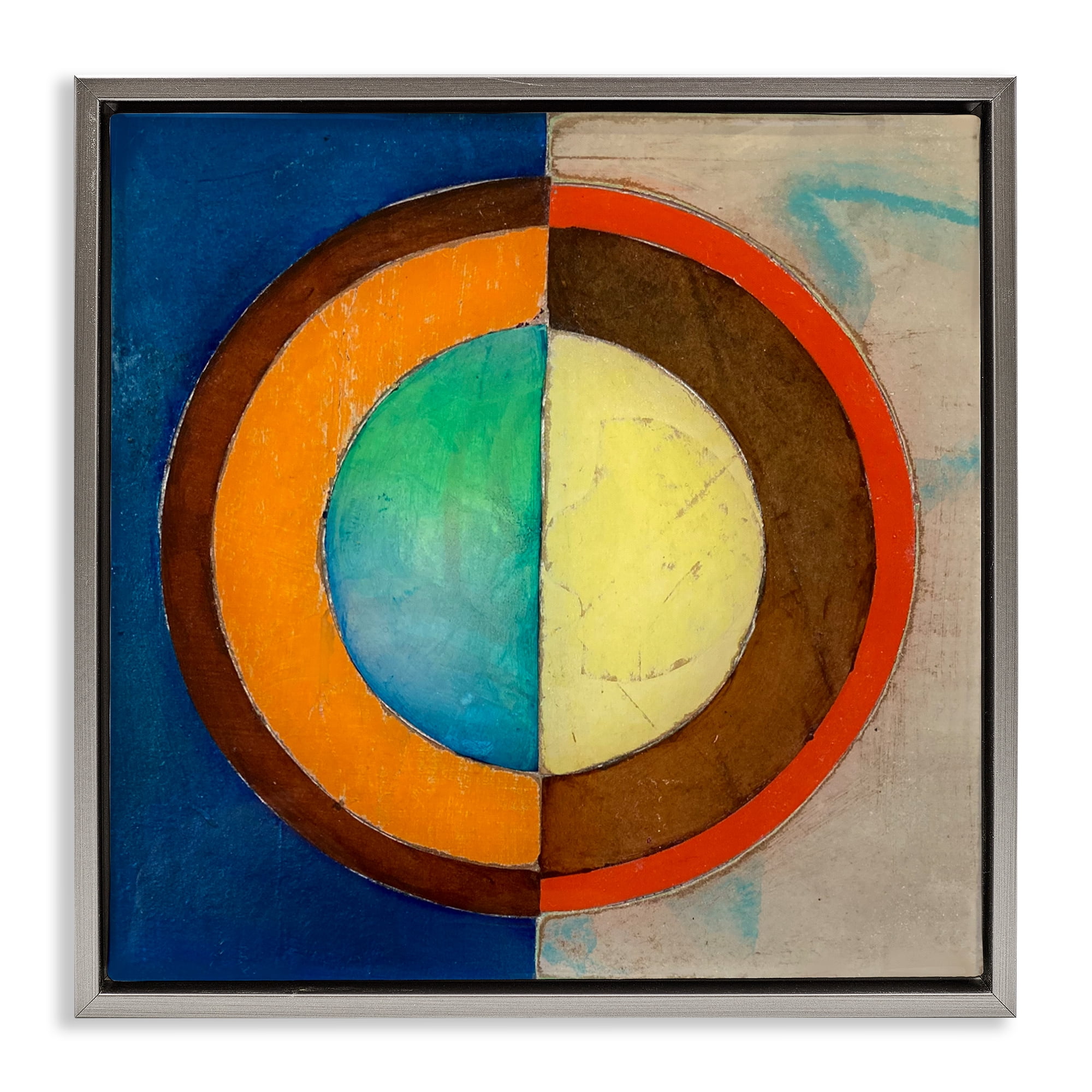 Stupell Industries Bright Vertical Circle Symmetry Gray Framed Floater Canvas Wall Art, design by Matthew Finger