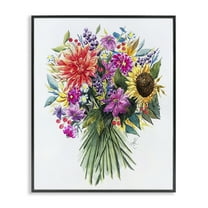 Stupell Industries Bright Wildflower Bouquet Botanical & Floral Painting Black Framed Art Print Wall Art, 11 x 14