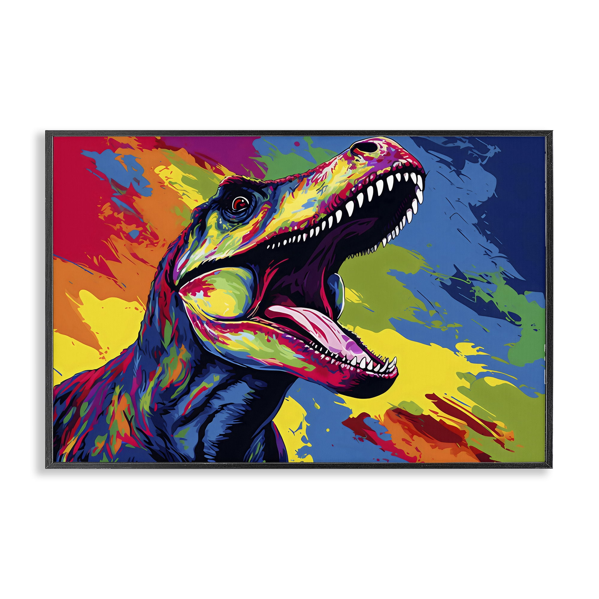 Stupell Industries Brightly Colored Dinosaur Black Framed Giclee Art, design by Creative Studio