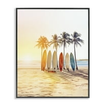 Stupell Industries Brightly Hued Surfboards Nautical & Beach Painting Black Framed Art Print Wall Art, 11 x 14