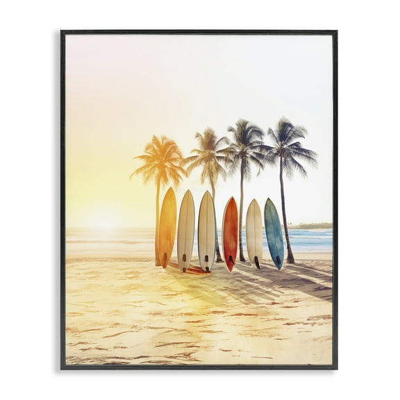 Stupell Industries Brightly Hued Surfboards Nautical & Beach Painting Black Framed Art Print Wall Art, 11 x 14
