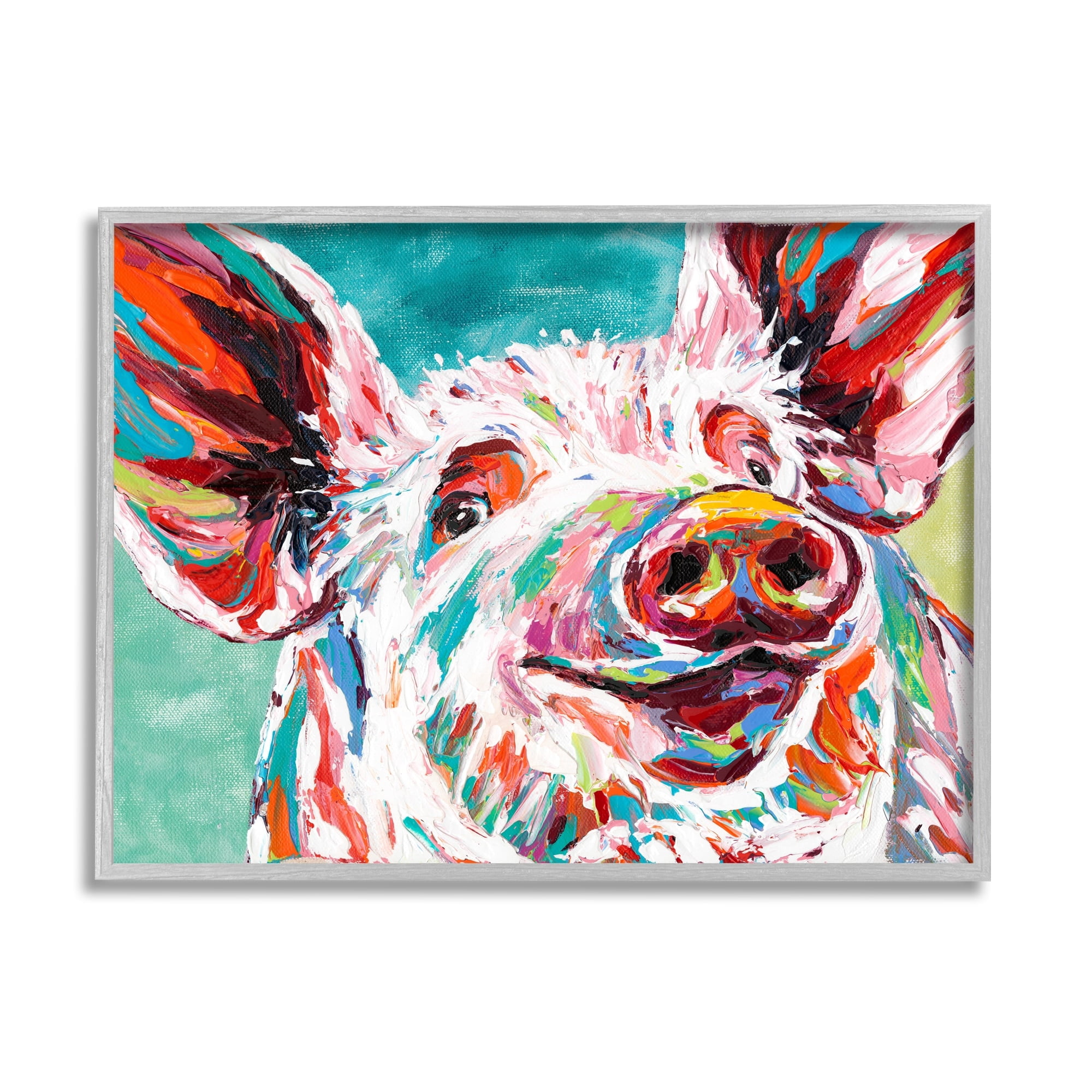 Stupell Industries Brightly Painted Pig, 24 x 30,Design by Carolee Vitaletti