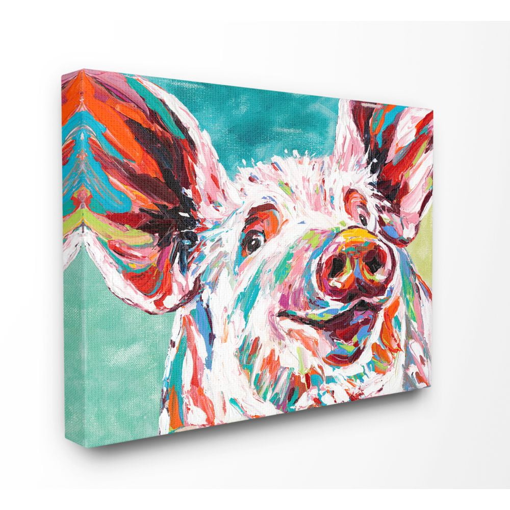 Stupell Industries Brightly Painted Pig Canvas Wall Art by Carolee Vitaletti