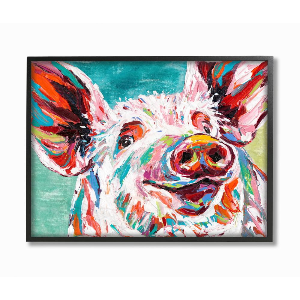Stupell Industries Brightly Painted Pig Framed Wall Art by Carolee Vitaletti
