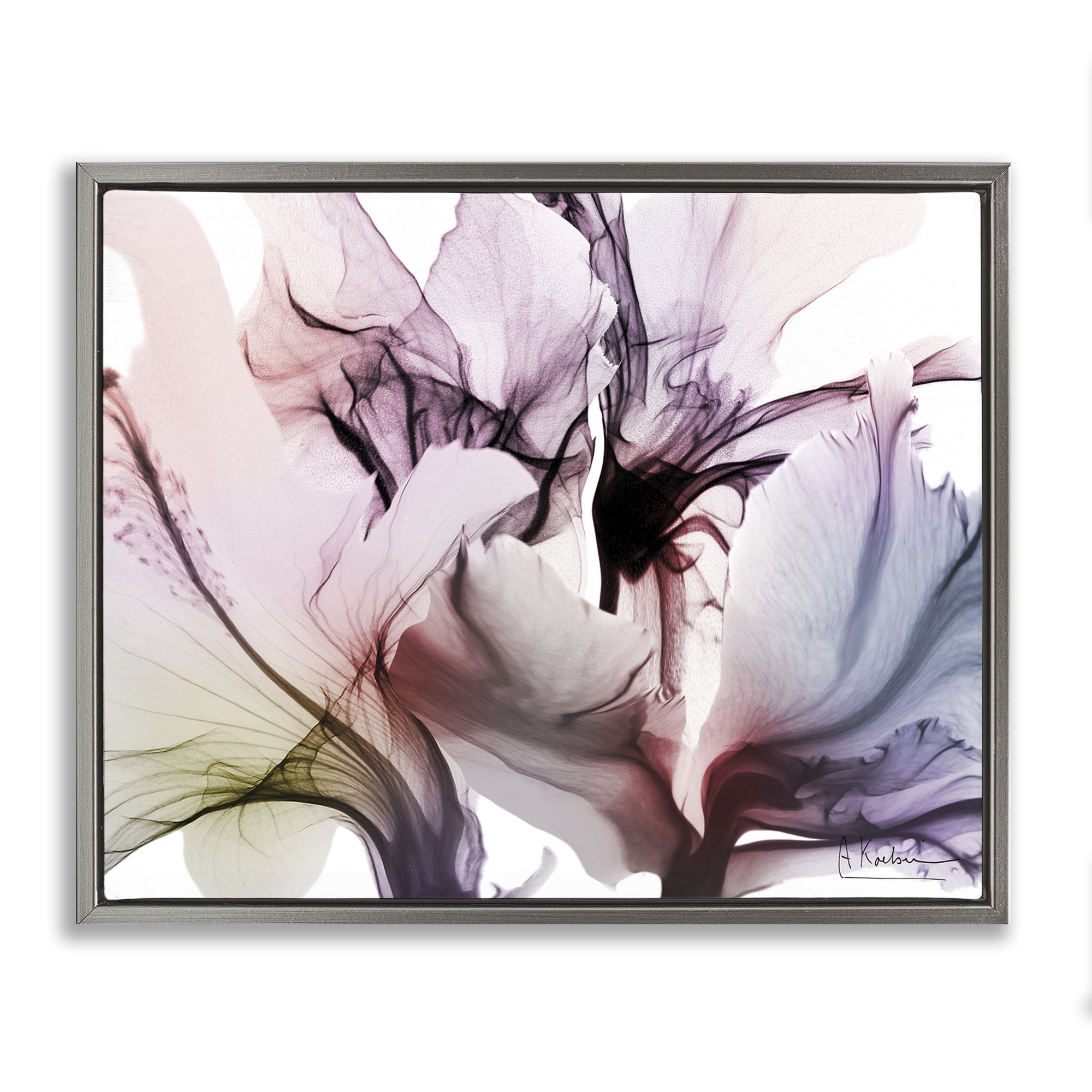 Stupell Industries Brilliant Song Flower Petals Gray Framed Floater Canvas Wall Art, design by Albert Koetsier