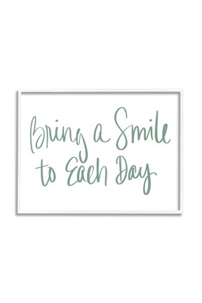 Industries Bring A Smile Each Day Phrase Green Cursive, 11 x 14, Designed by Sd Graphics Studio