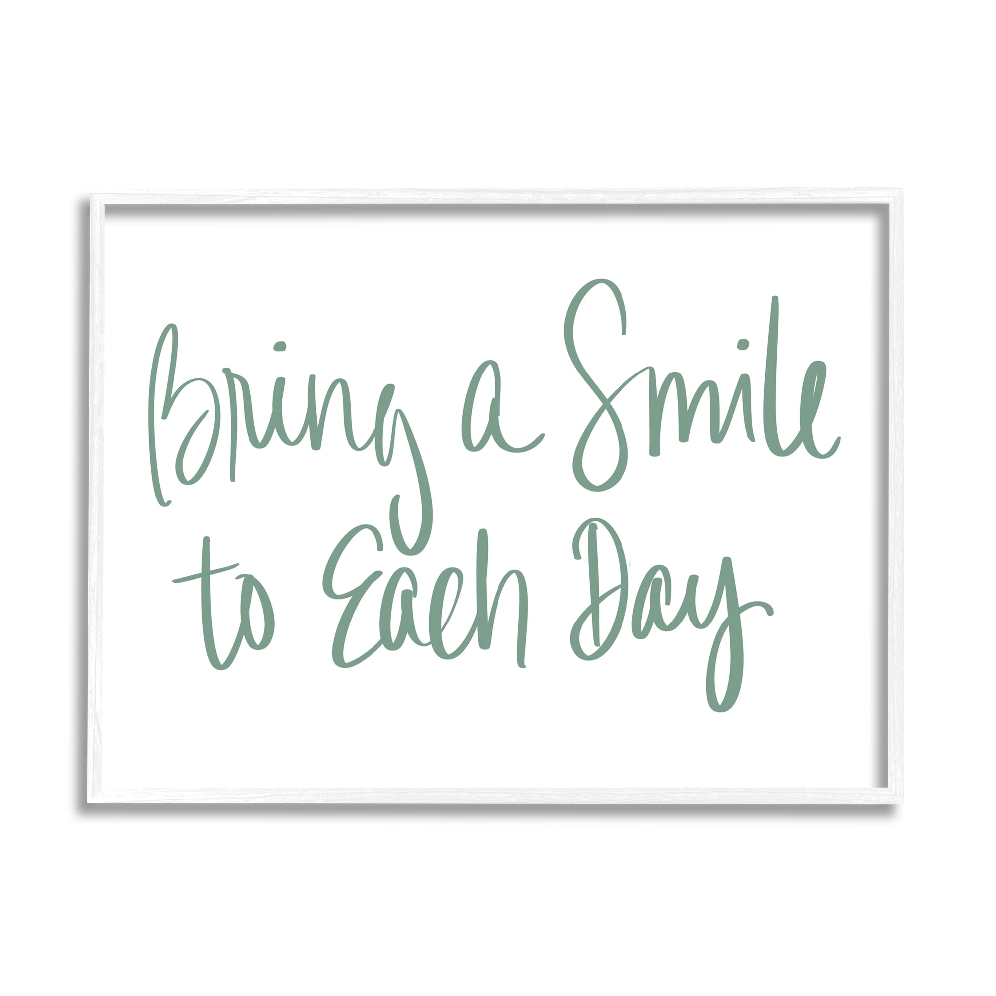 Stupell Industries Bring A Smile Each Day Phrase Green Cursive, 24 x 30,  Designed by Sd Graphics Studio, image size:2000x2000
