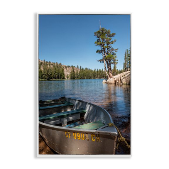 Stupell Industries Bring It Back Docked Boat White Framed Giclee Art, design by Jon Evan