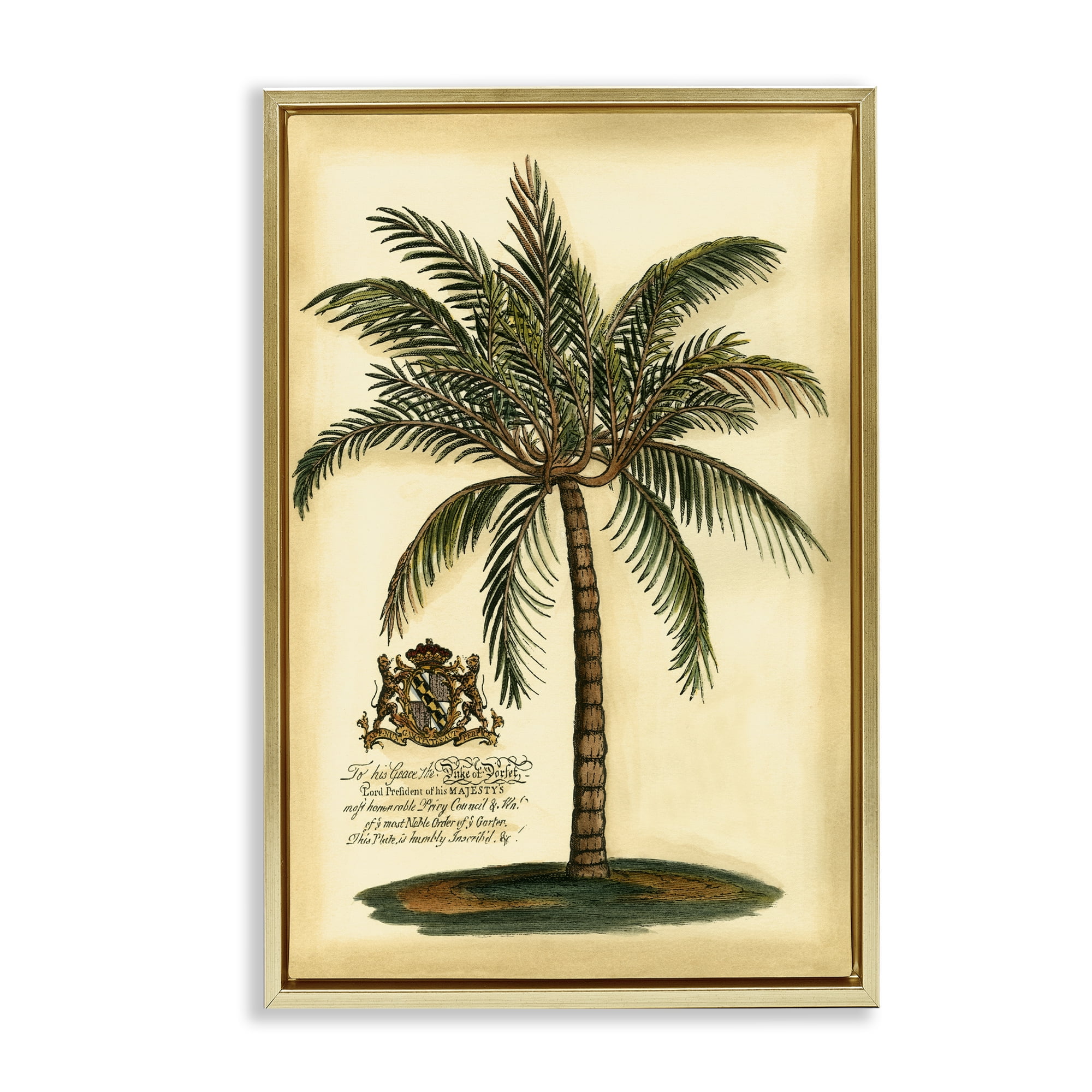Stupell Industries British Colonial Palm Gold Framed Floater Canvas Wall Art, design by Vision Studio