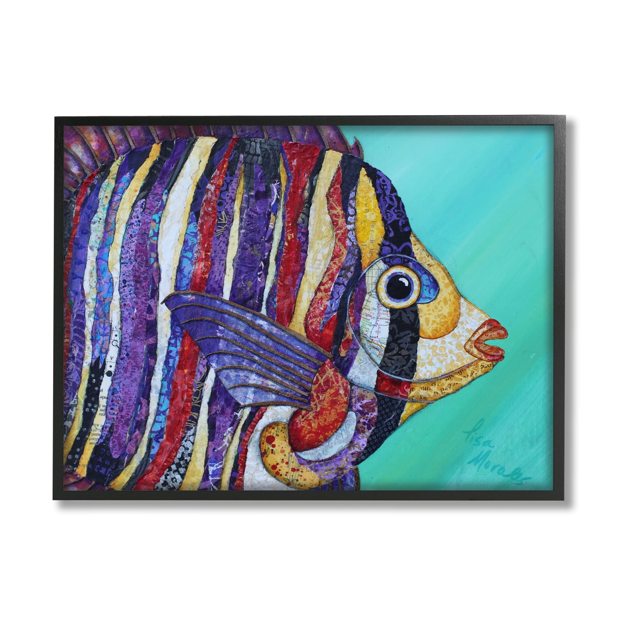 Colorful Aquatic Fish Canvas Print with Black Frame