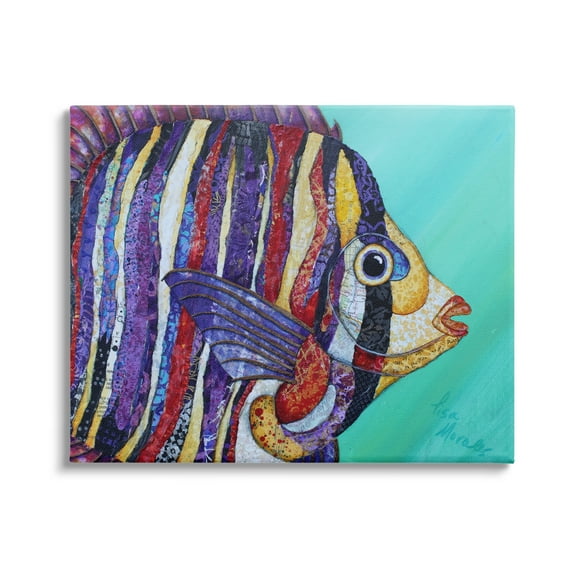 Stupell Industries Broad Fin Varied Layered Stripes Aquatic Fish Design Painting Gallery Wrapped Canvas Print Wall Art, Design by Lisa Morales
