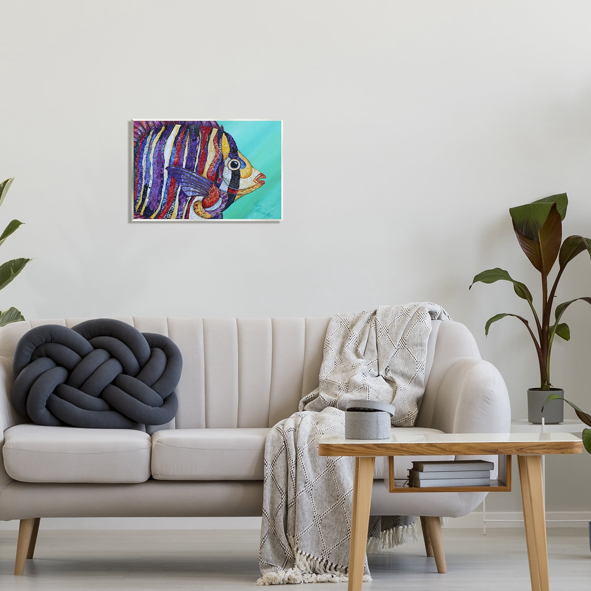Stupell Industries Broad Fin Varied Layered Stripes Aquatic Fish Design Painting Unframed Art Print Wall Art, Design by Lisa Morales