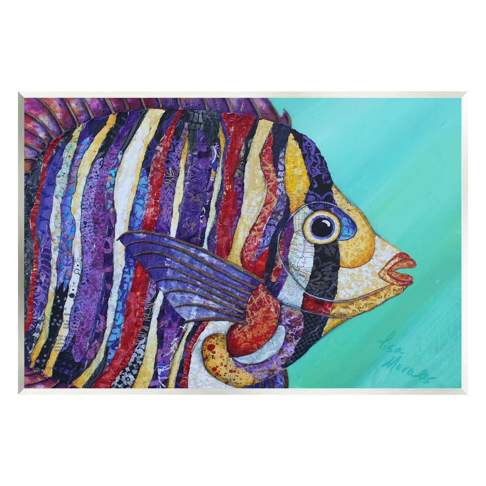 Stupell Industries Broad Fin Varied Layered Stripes Aquatic Fish Design Painting Unframed Art Print Wall Art, Design by Lisa Morales