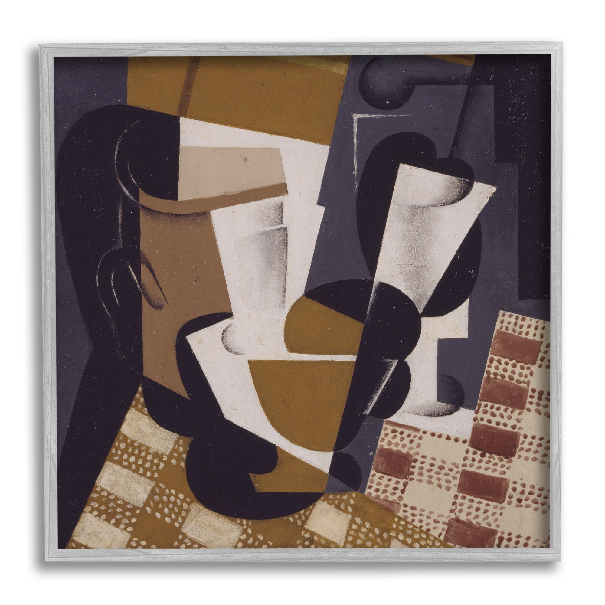 Stupell Industries Broc et Verre Juan Gris Classic Abstract Painting Painting Gray Framed Art Print Wall Art, Design by one1000paintings