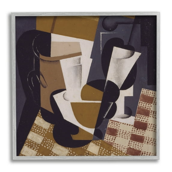 Stupell Industries Broc et Verre Juan Gris Classic Abstract Painting Painting Gray Framed Art Print Wall Art, Design by one1000paintings