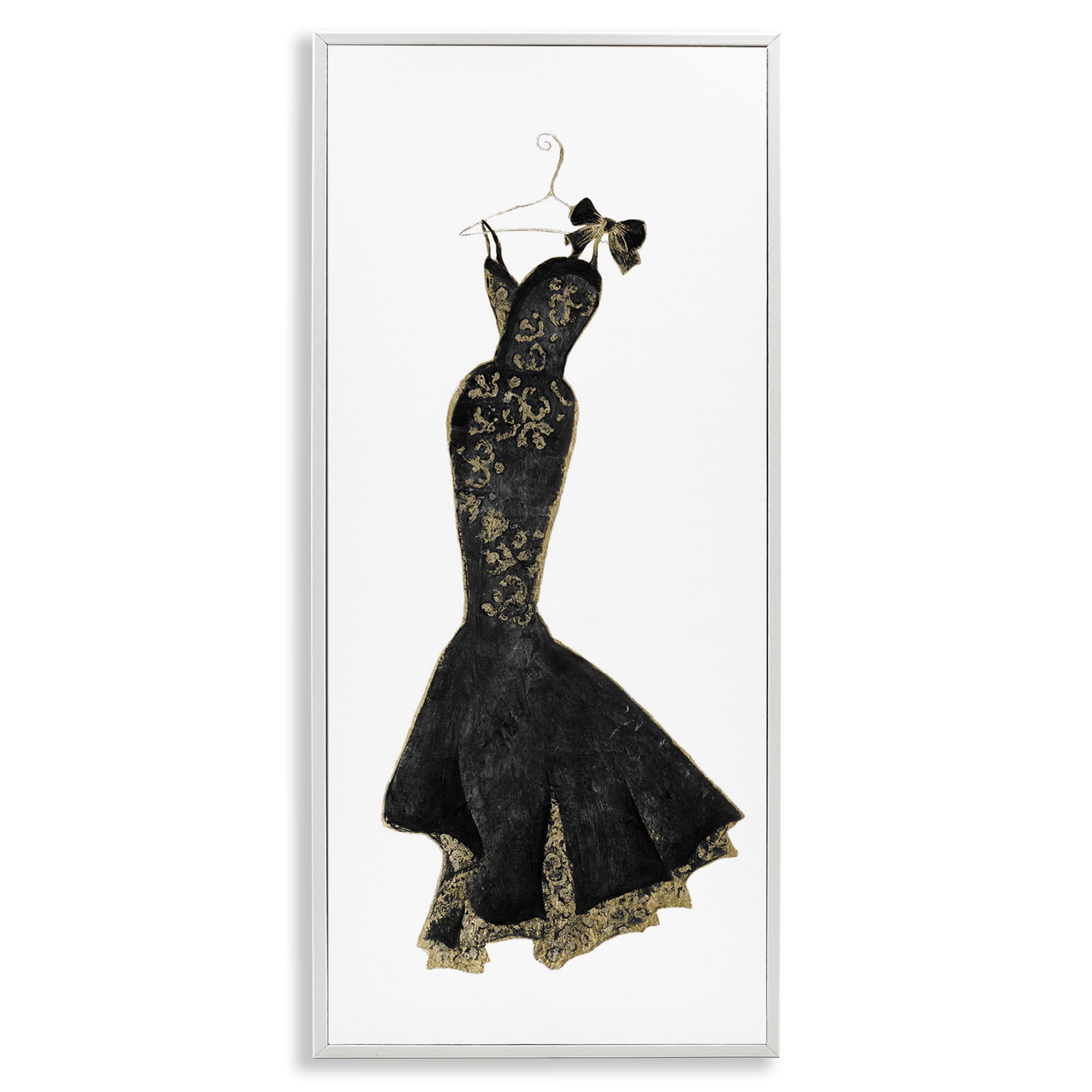 Stupell Industries Brocade Black Evening Gown White Framed Giclee Art, design by Janet Tava