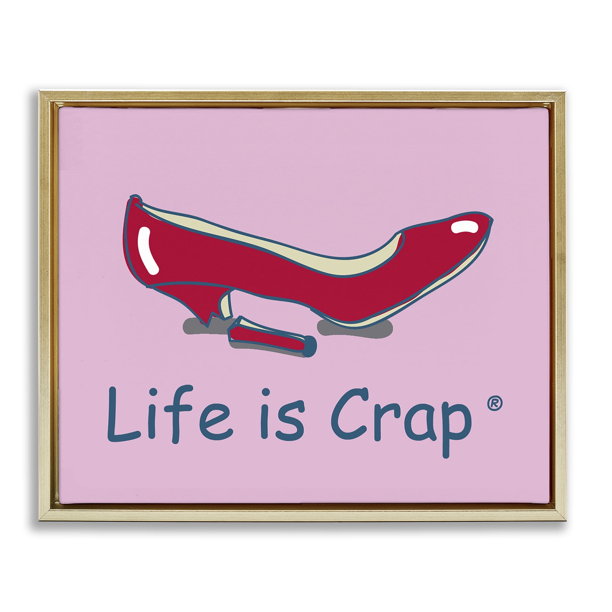 Stupell Industries Broken High Heel Novelty & Humor Painting Gold Floater Framed Canvas Art Print Wall Art, 21 x 17