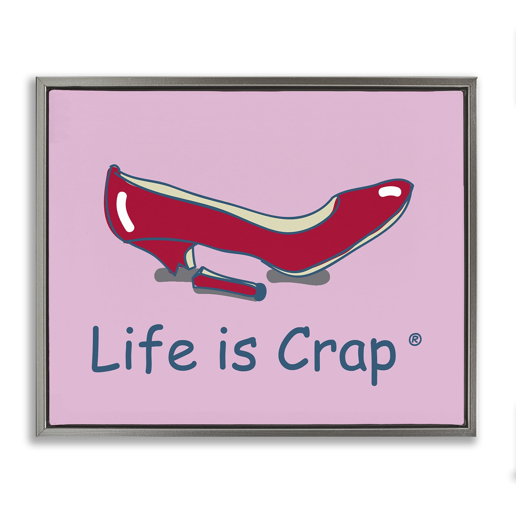 Stupell Industries Broken High Heel Novelty & Humor Painting Gray Floater Framed Canvas Art Print Wall Art, 21 x 17