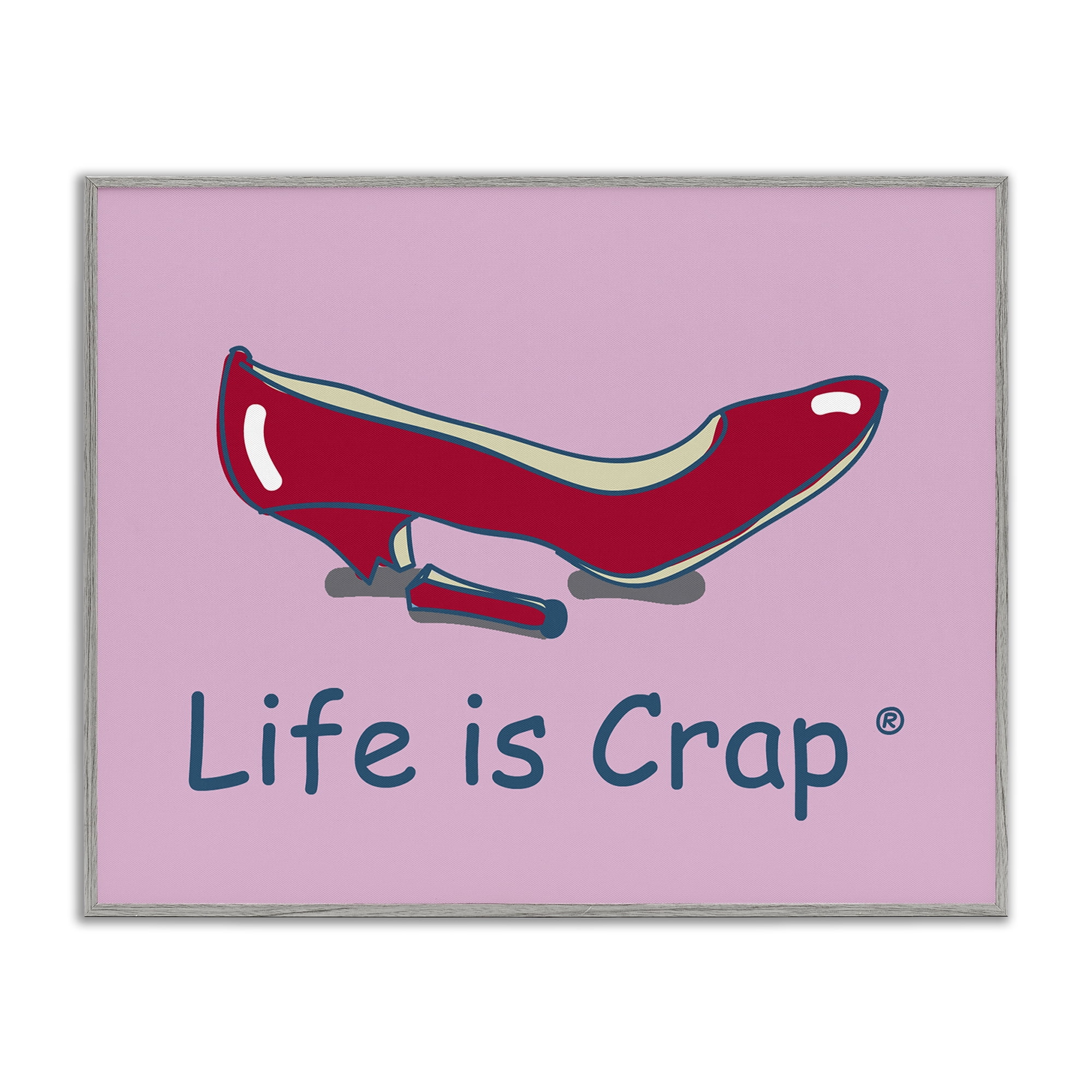 Stupell Industries Broken High Heel Novelty & Humor Painting Gray Framed Art Print Wall Art, 14 x 11