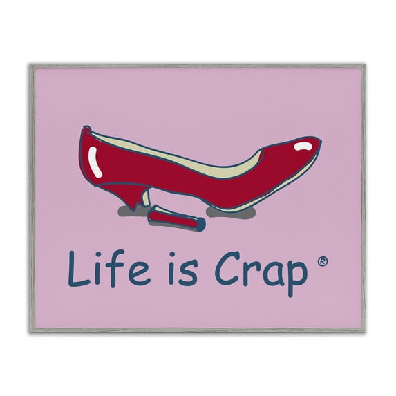 Stupell Industries Broken High Heel Novelty & Humor Painting Gray Framed Art Print Wall Art, 14 x 11