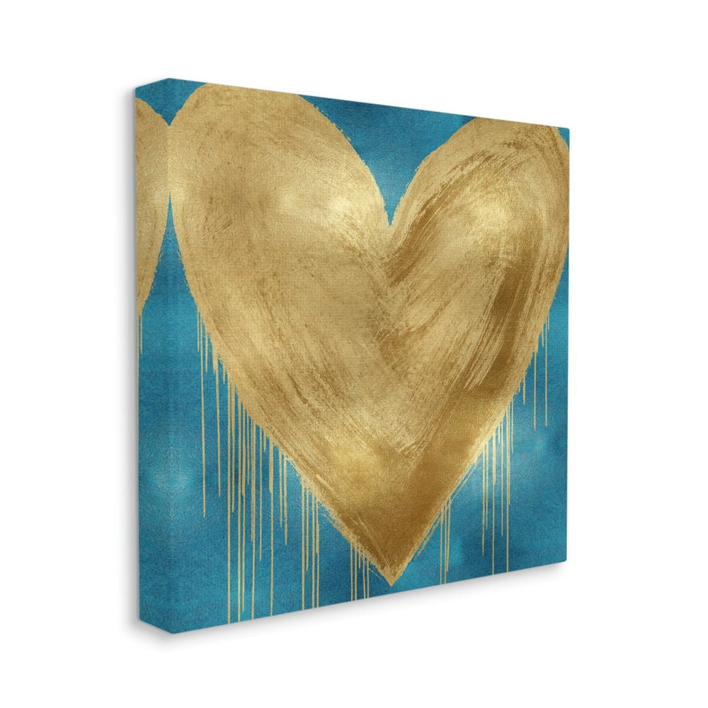 Stupell Industries Bronze Heart over Deep Blue with Paint Drip Designed by Lindsay Rodgers