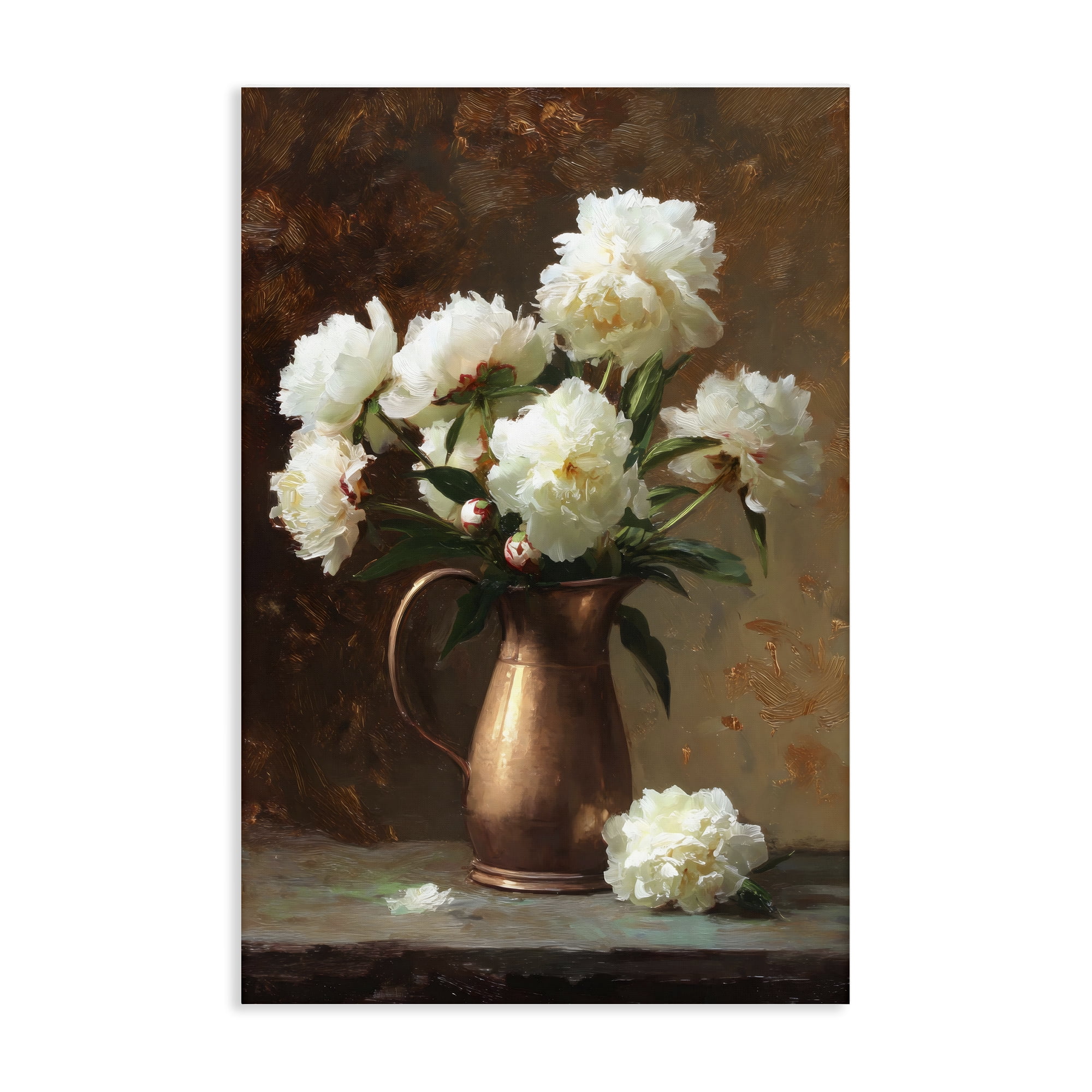 Stupell Industries Bronze Vase Peonies Canvas Wall Art, design by Petal Prints Design