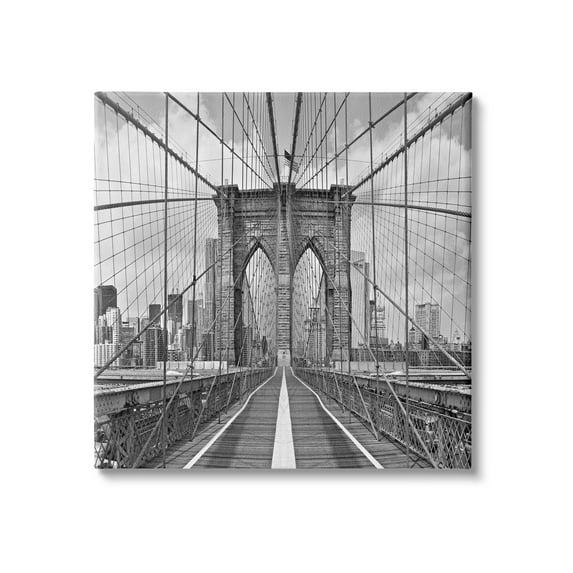 Stupell Industries Brooklyn Bridge Black White Industrial Landscape City Architecture, 30 x 30, Design by Shelley Lake
