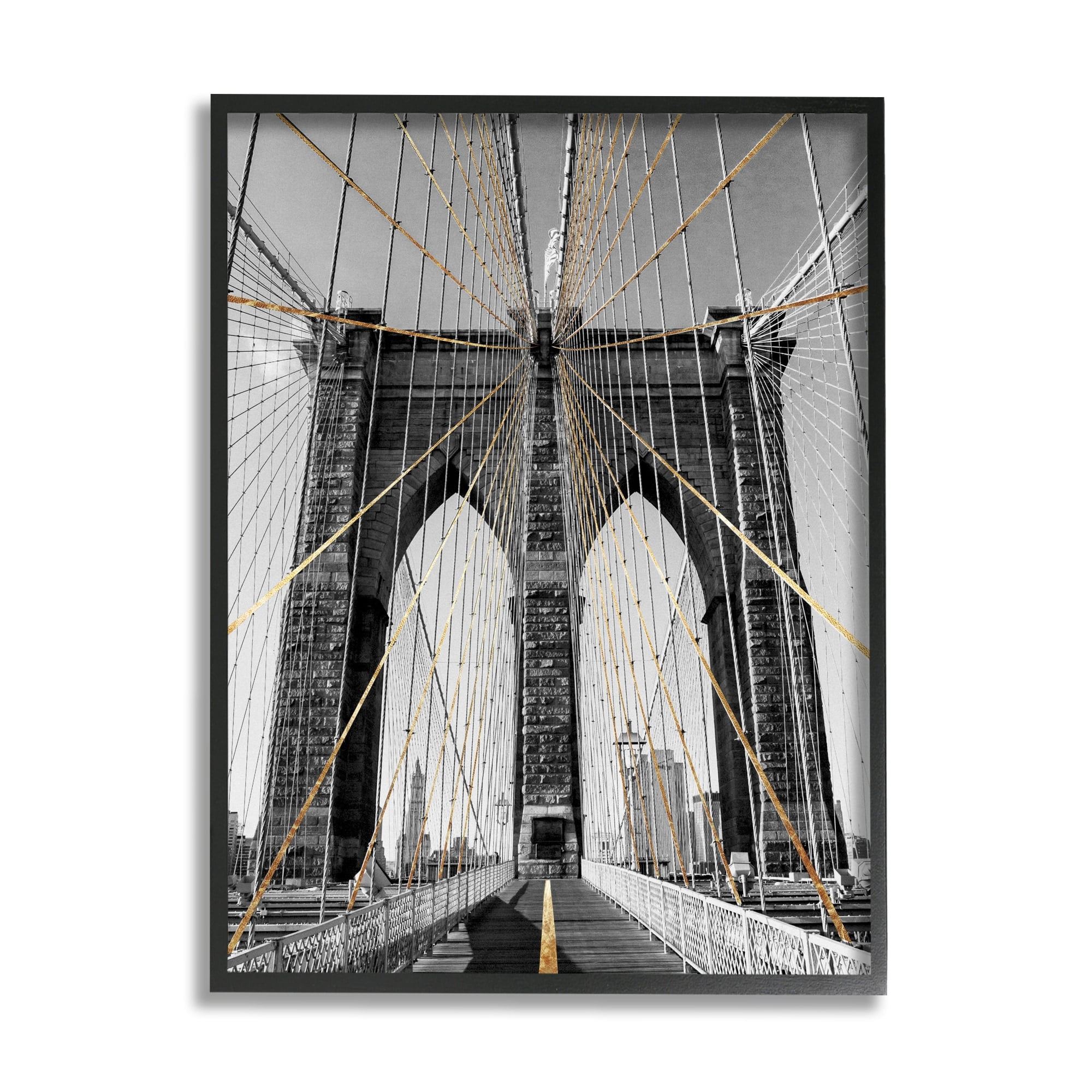 Stupell Industries Brooklyn Bridge Geometric Cable Architecture Design Urban Photography, 16 x 20, Design by Ziwei Li